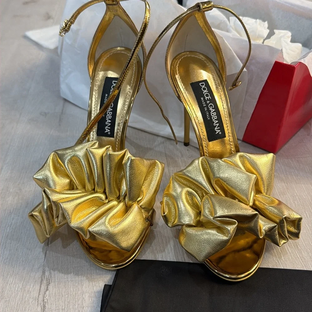 Dolce and gabbana NWT Sandalo Specchio Oro gold heels - Picture 5 of 8